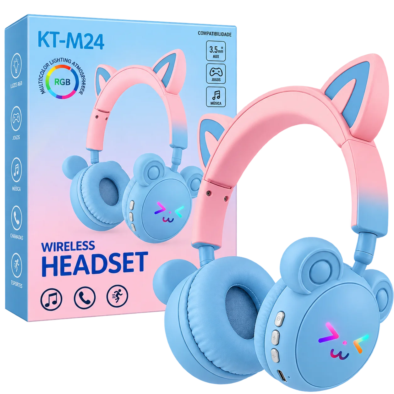AUDIFONOS BLUETOOTH KT-M24 ROSADO