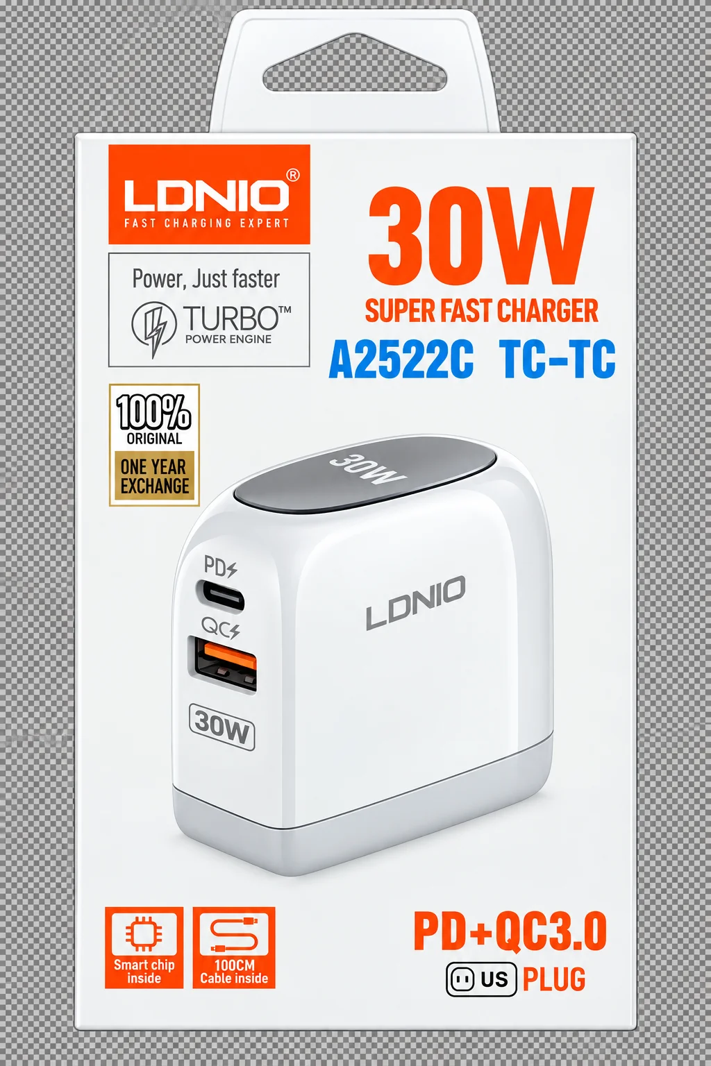 LDNIO Cargador Completo A2522C TC-TC